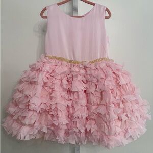 Pink Ruffled Kids Formal Dress